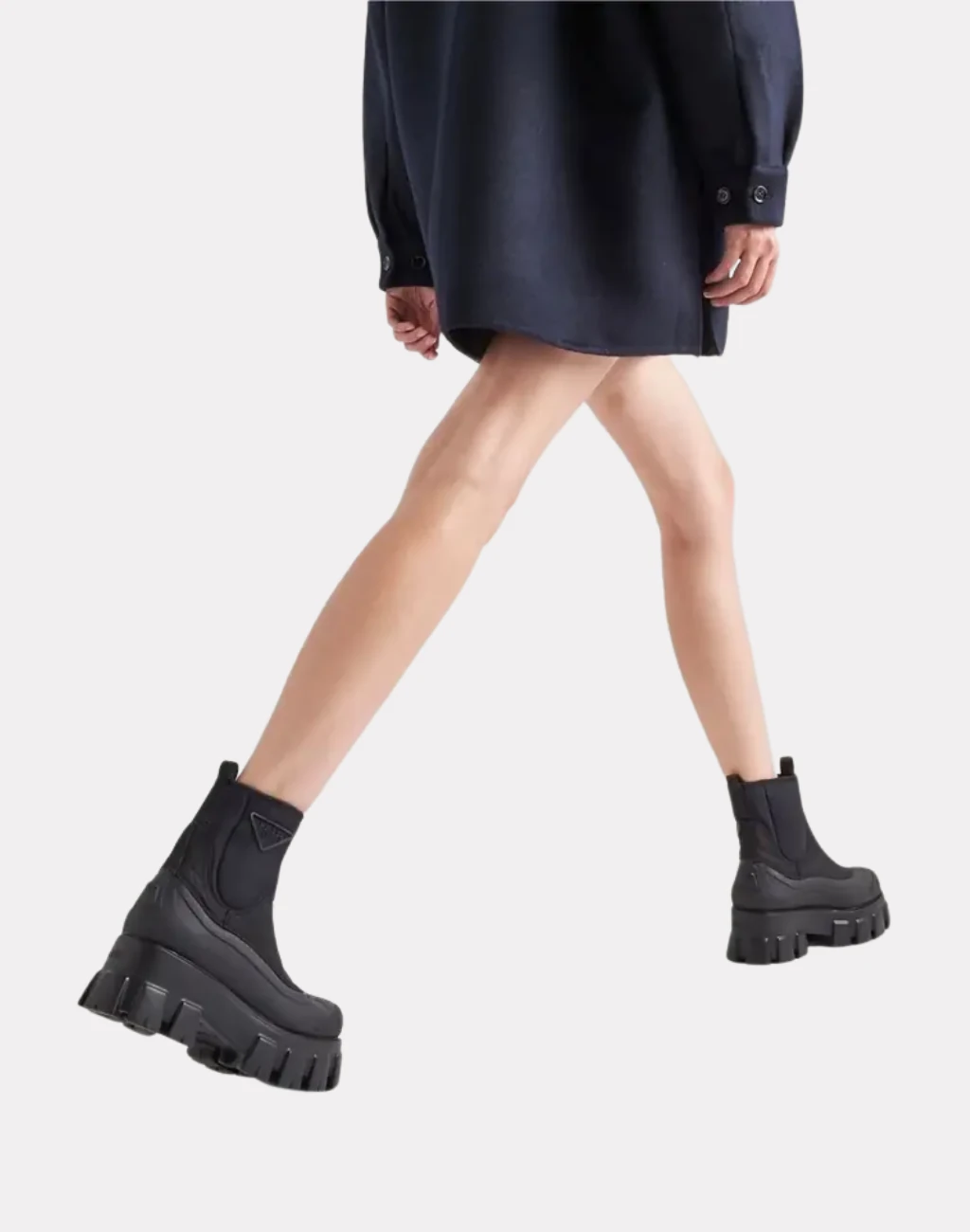 Kalın Taban Monolight Naylon Gabardin Kadın Bot