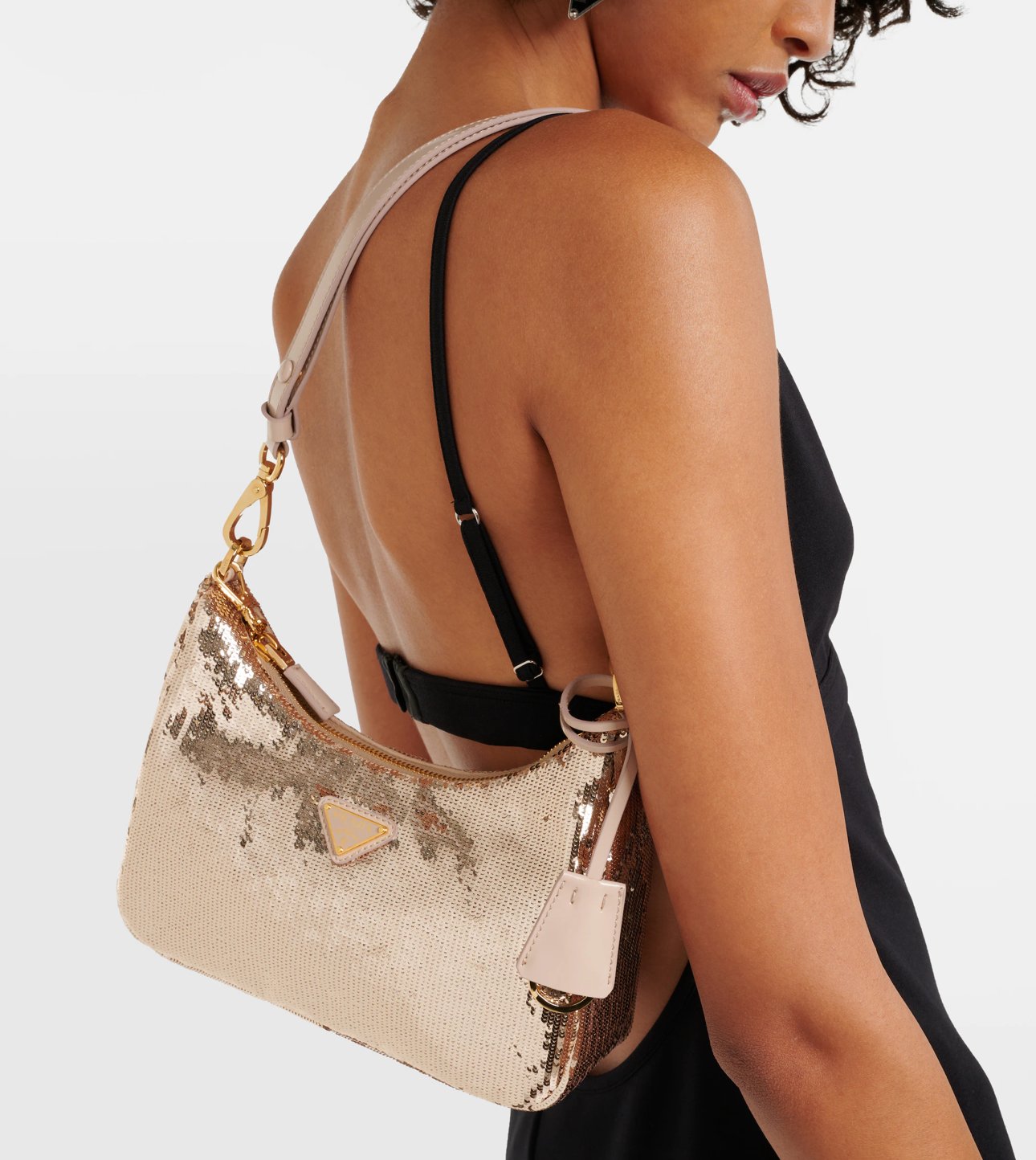 Sequined Re-Nylon shoulder bag