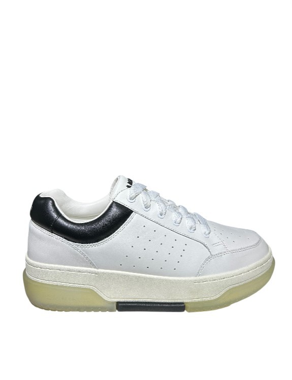 Siyah Beyaz Logo Detaylı Erkek Deri Sneaker