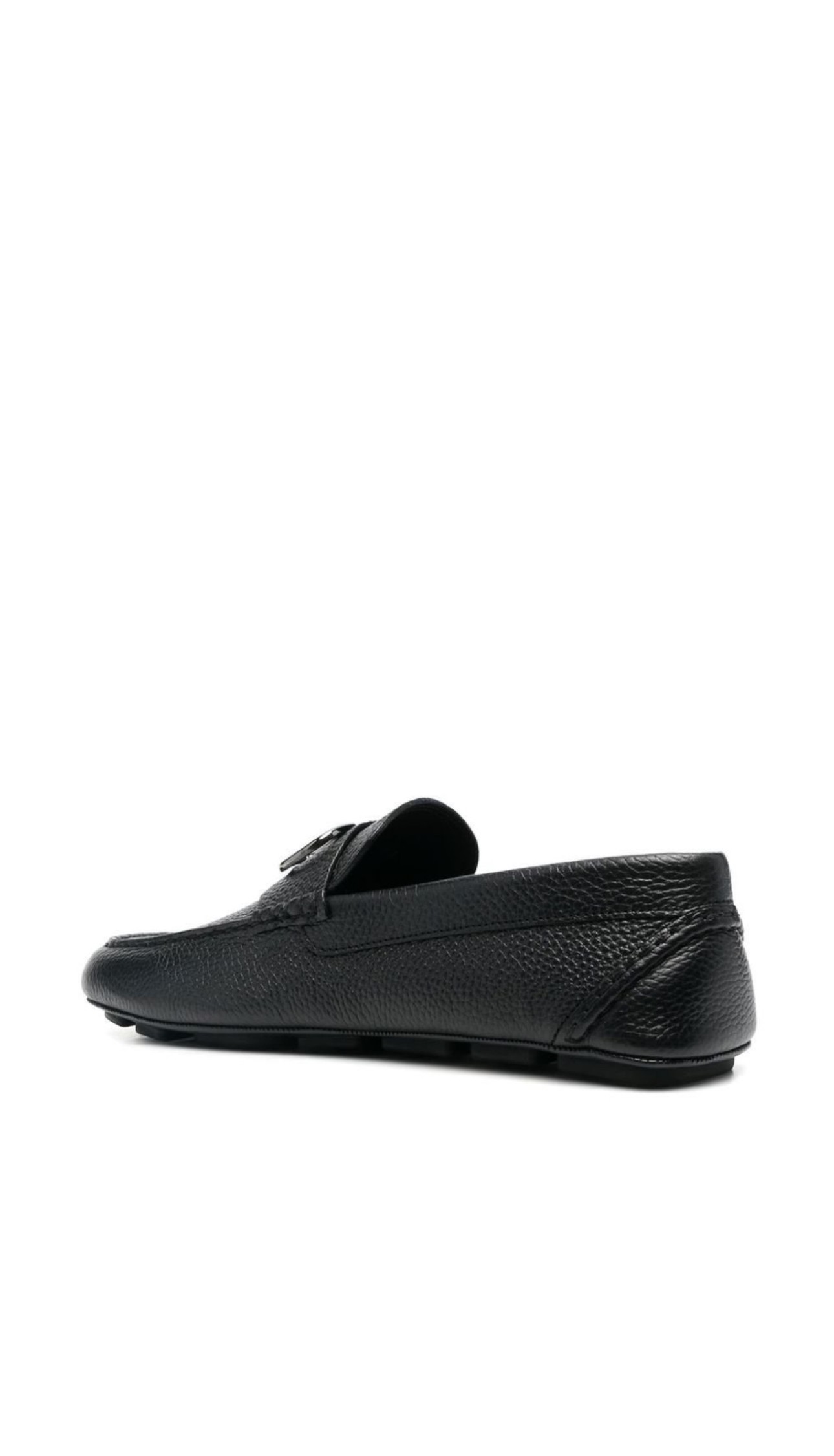 Black V Logo Leather Loafers