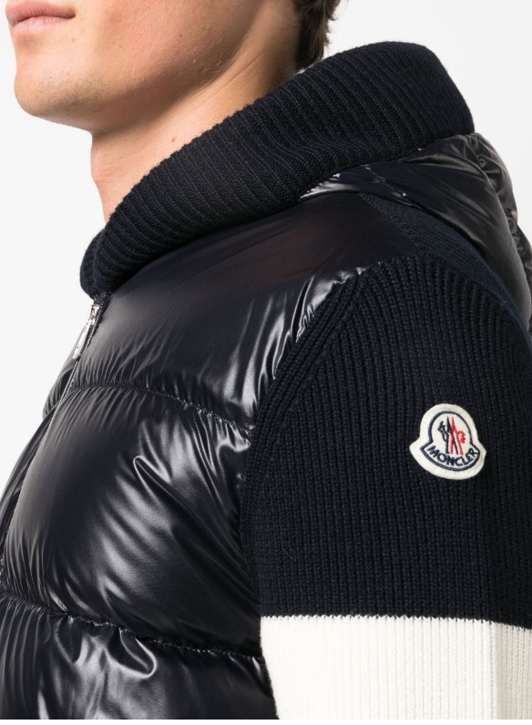 Stripe-detail Panelled Padded Jacket