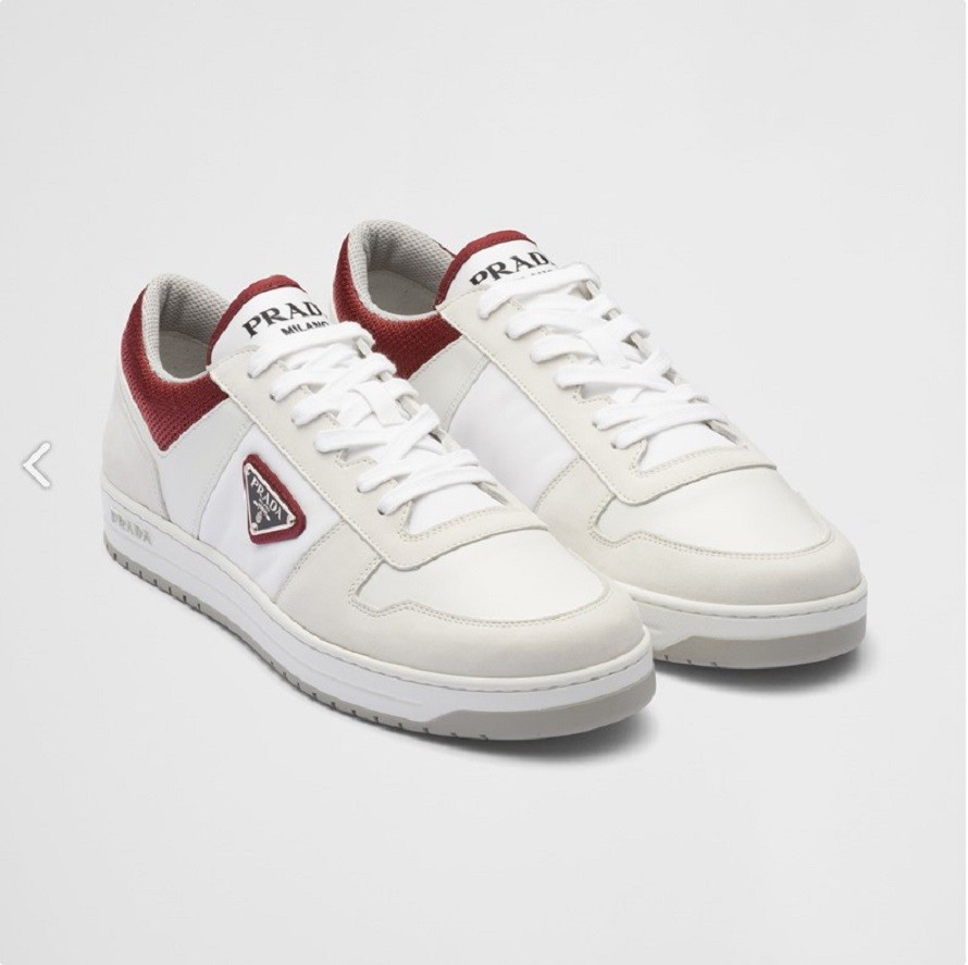 District Leather Sneakers In White/Burgundy