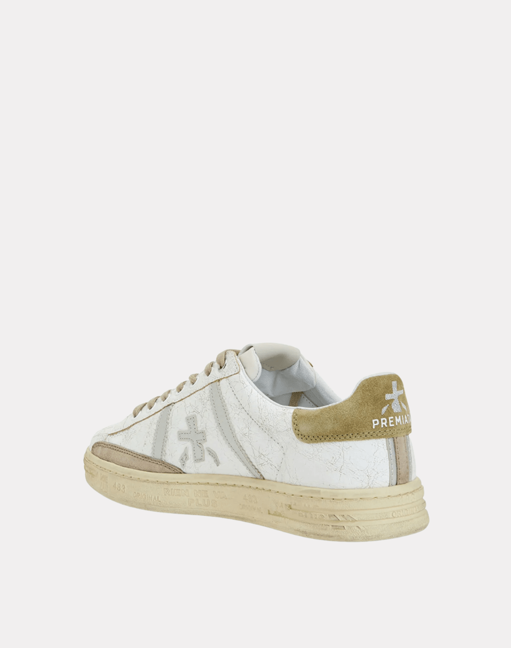 Russell Krem Logolu Erkek Deri Sneaker