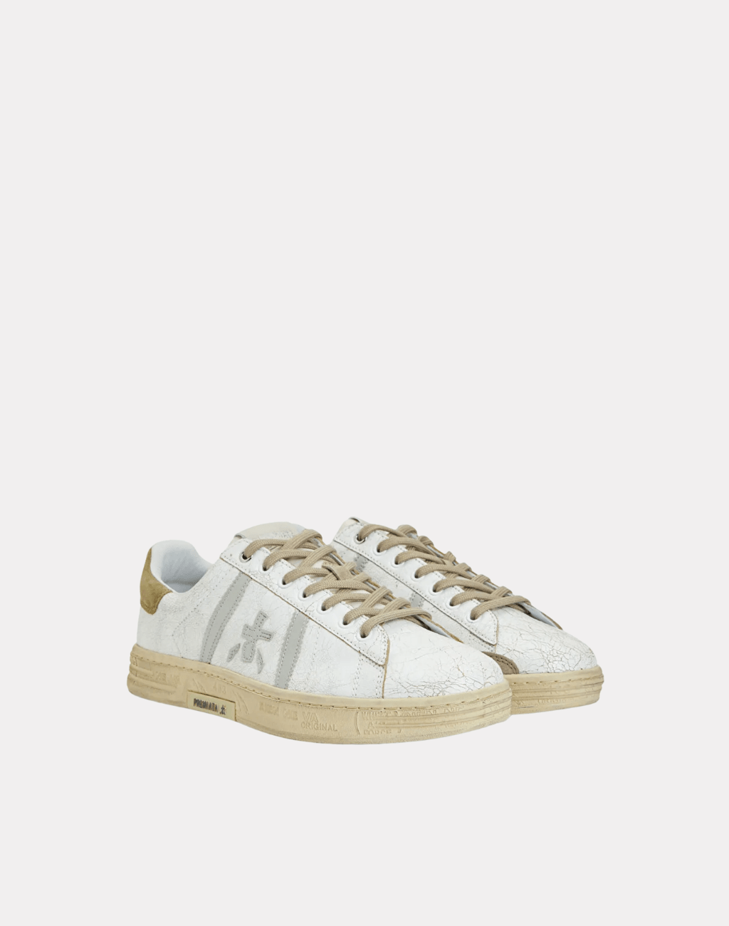 Russell Krem Logolu Erkek Deri Sneaker