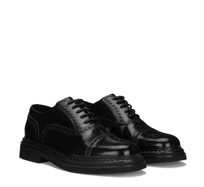 Black Francesina Leather Derby Shoes