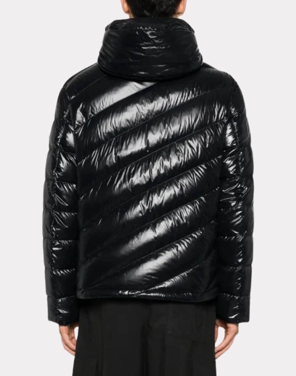 Siyah Kapüşonlu Logolu Puff Mont