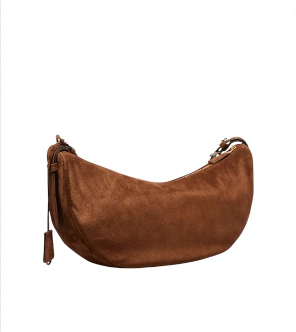 Demi-Lune Büyük Boy Süet Omuz Çanta