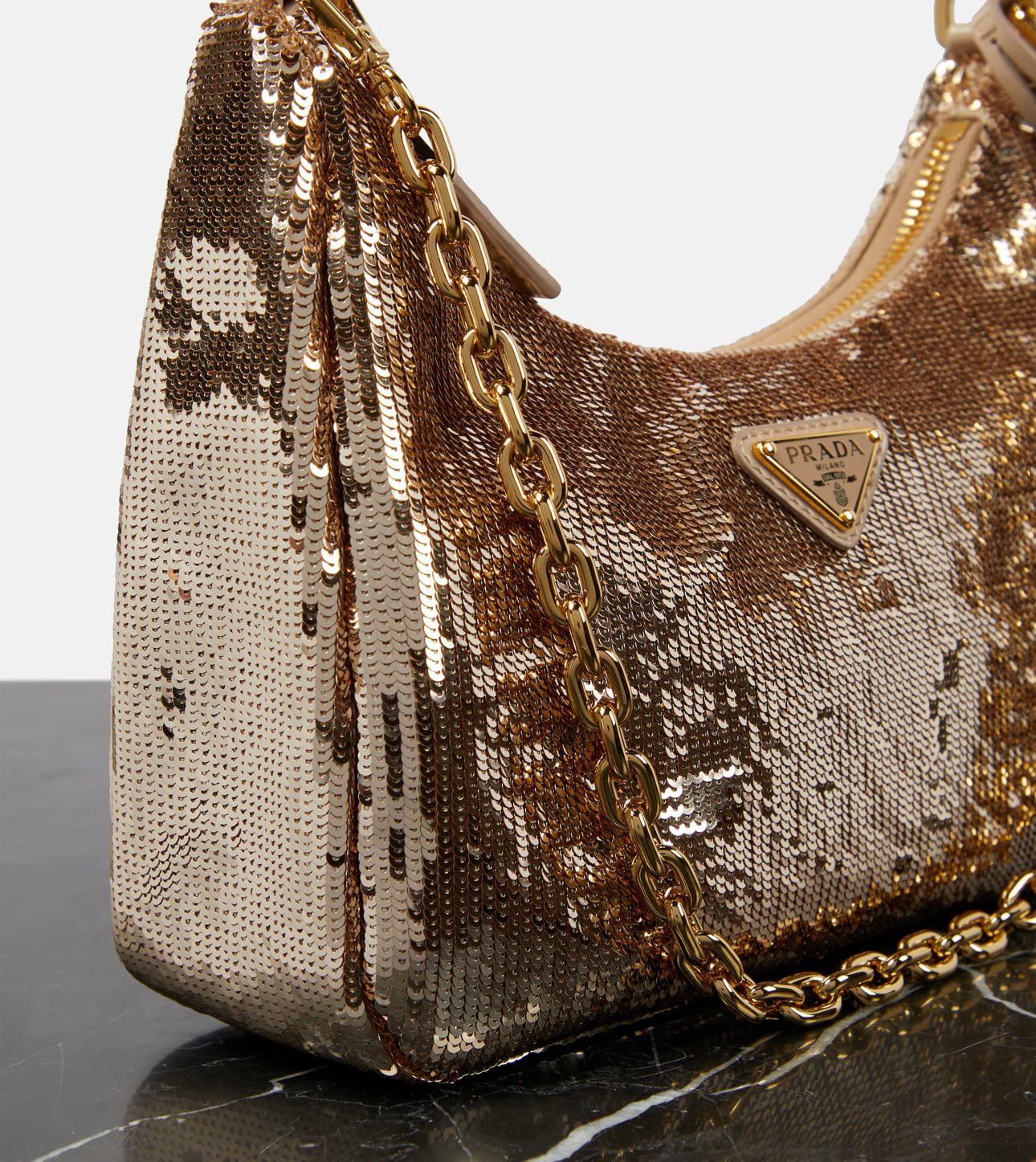 Sequined Re-Nylon shoulder bag
