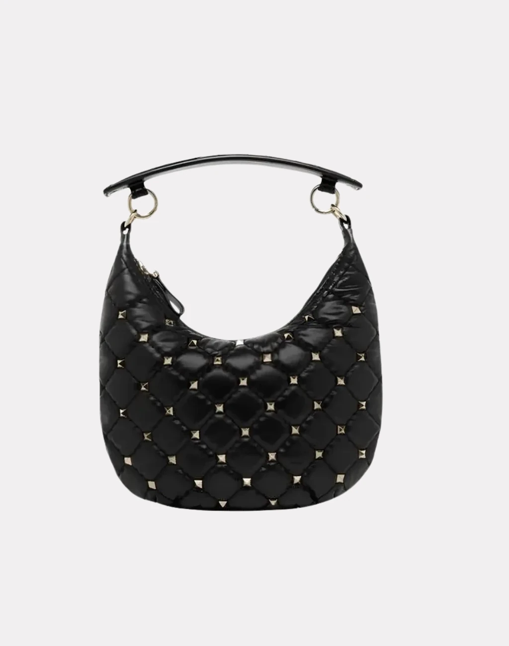Mini Hobo Rockstud Spike Nero Hobo Bag