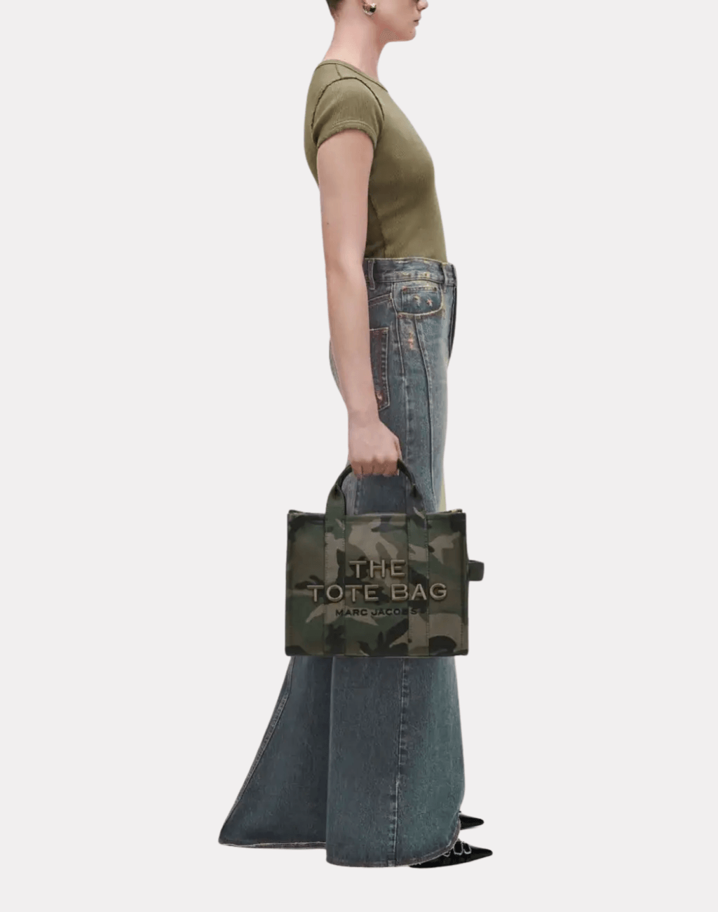 The Medium Camo Jacquard Tote Çanta