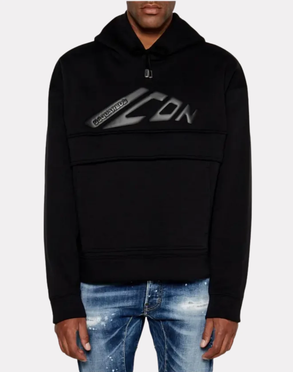 Erkek Siyah Logo Baskılı Sweatshirt