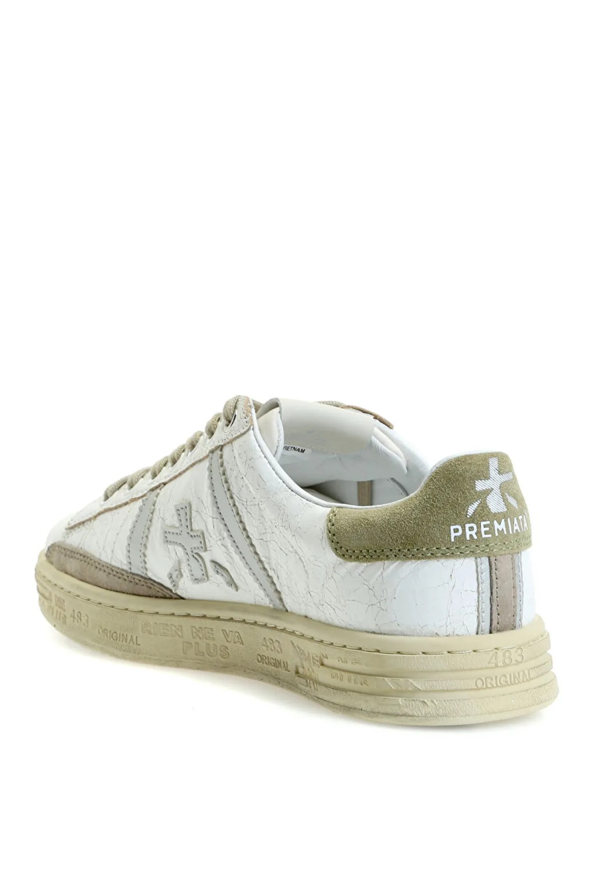 Russell Krem Logolu Erkek Deri Sneaker