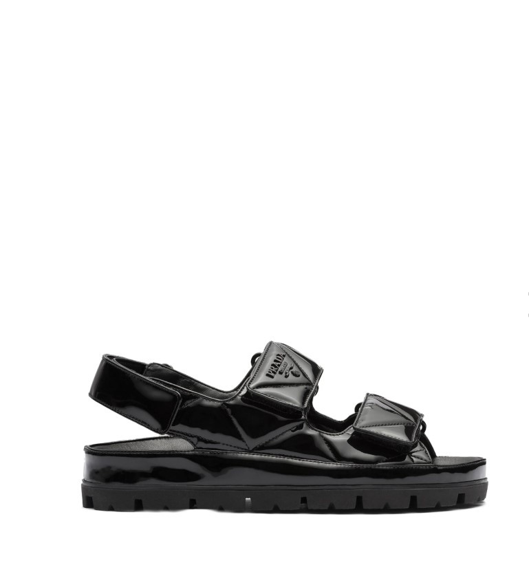 logo-lettering quilted sandals