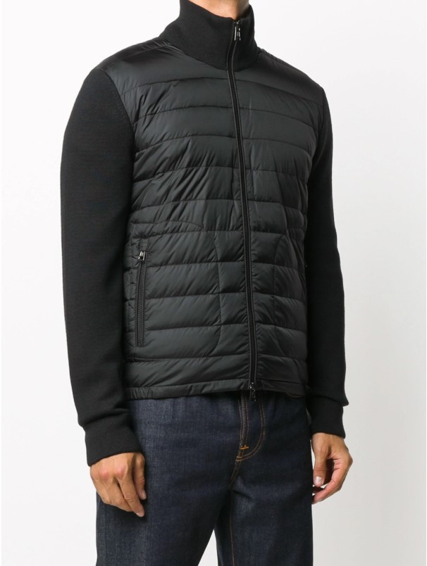 padded-panel knitted jacket