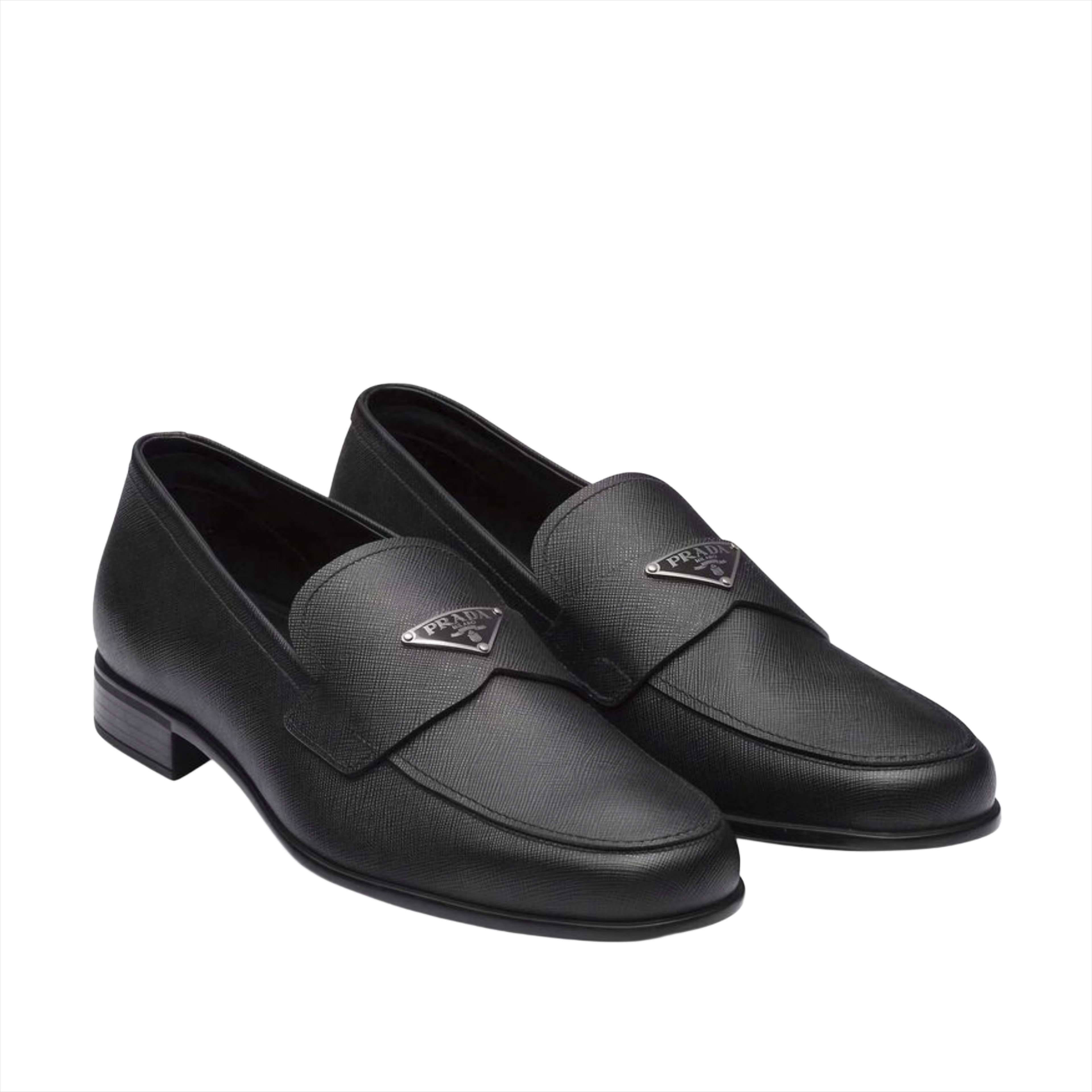 Logo-plaque Saffiano Leather Loafers