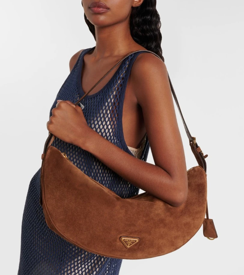 Demi-Lune Büyük Boy Süet Omuz Çanta