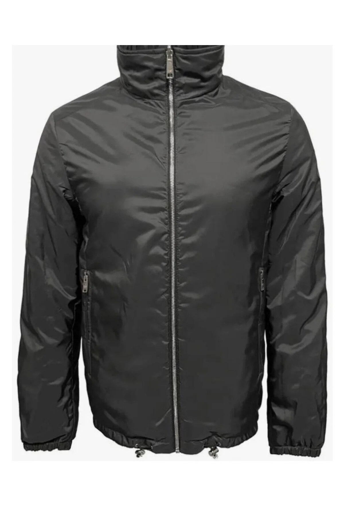  Üçgen Logolu Çift Taraflı Fermuarlı Ceket 