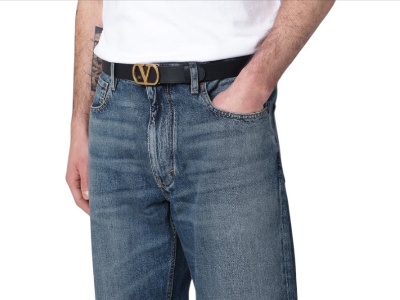 Komple Deri V Logo Erkek Kemer
