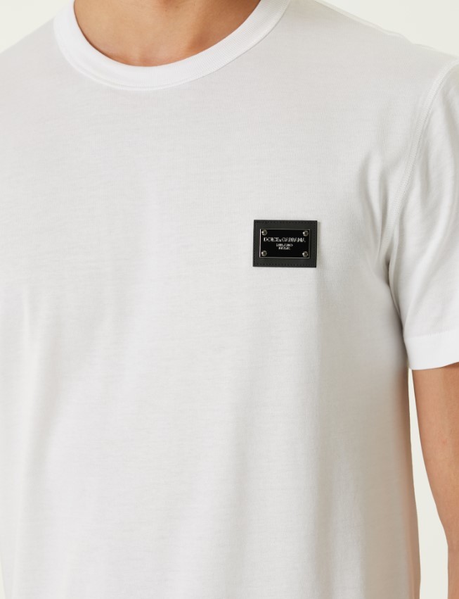 Beyaz Logo Detaylı T-shirt