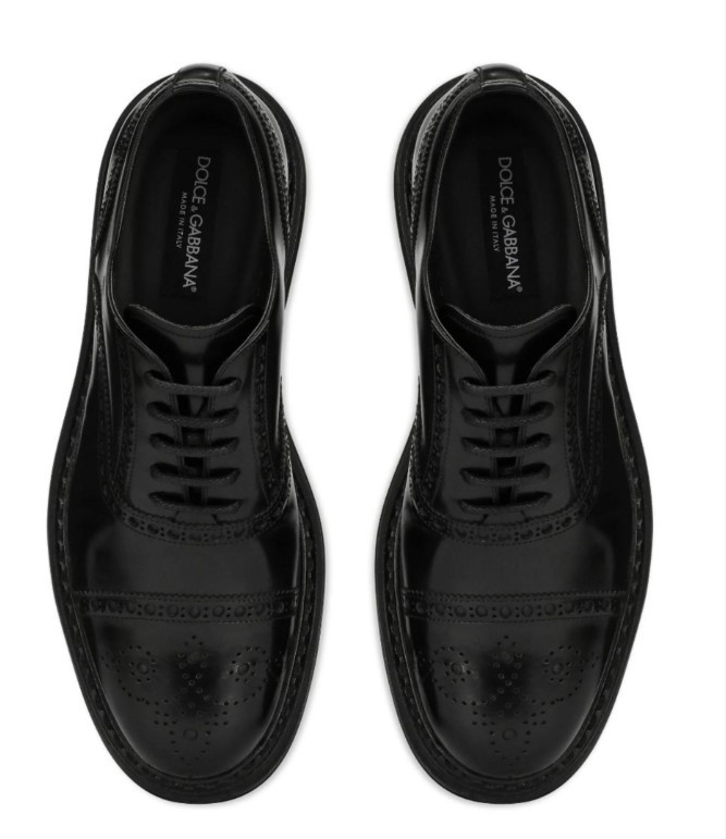 Black Francesina Leather Derby Shoes