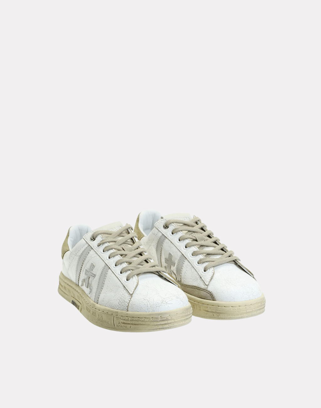 Russell Krem Logolu Erkek Deri Sneaker