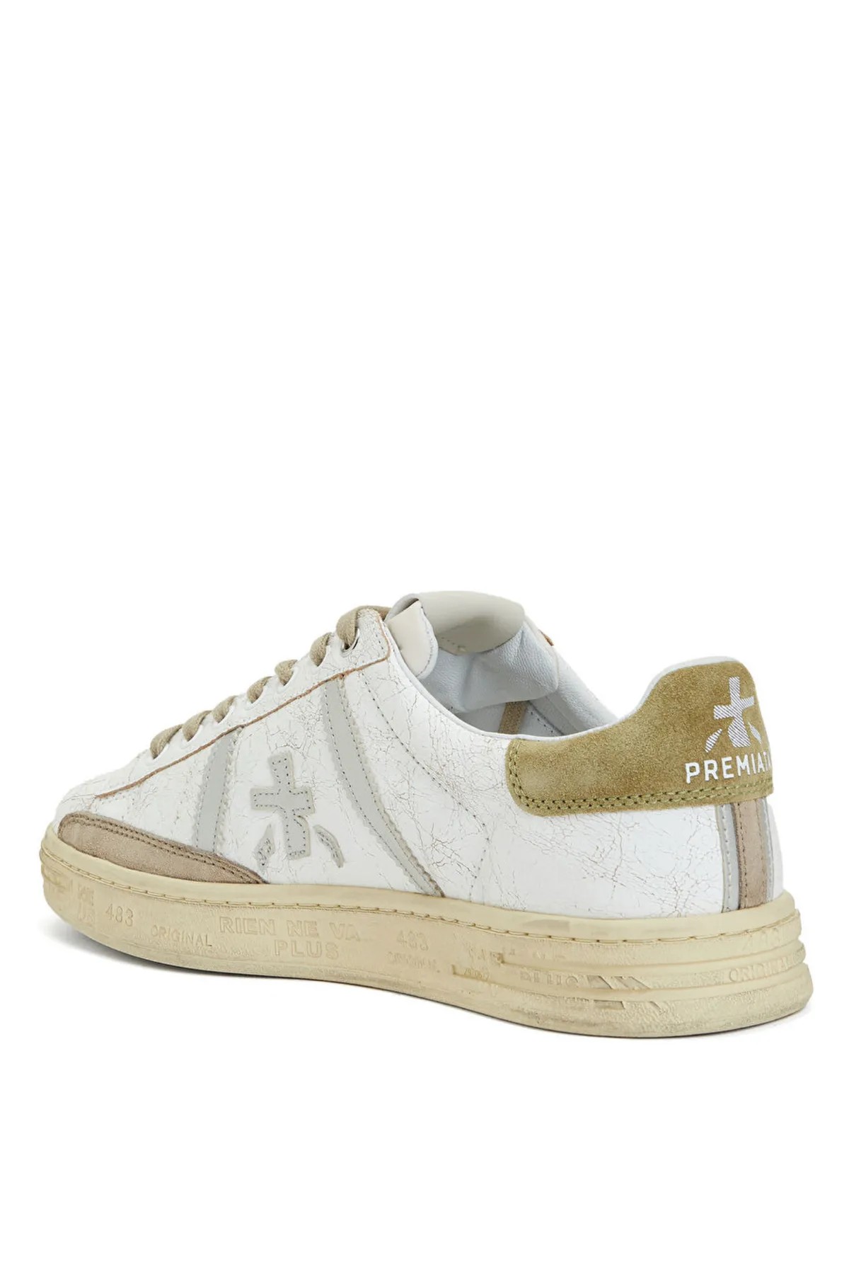 Russell Krem Logolu Erkek Deri Sneaker