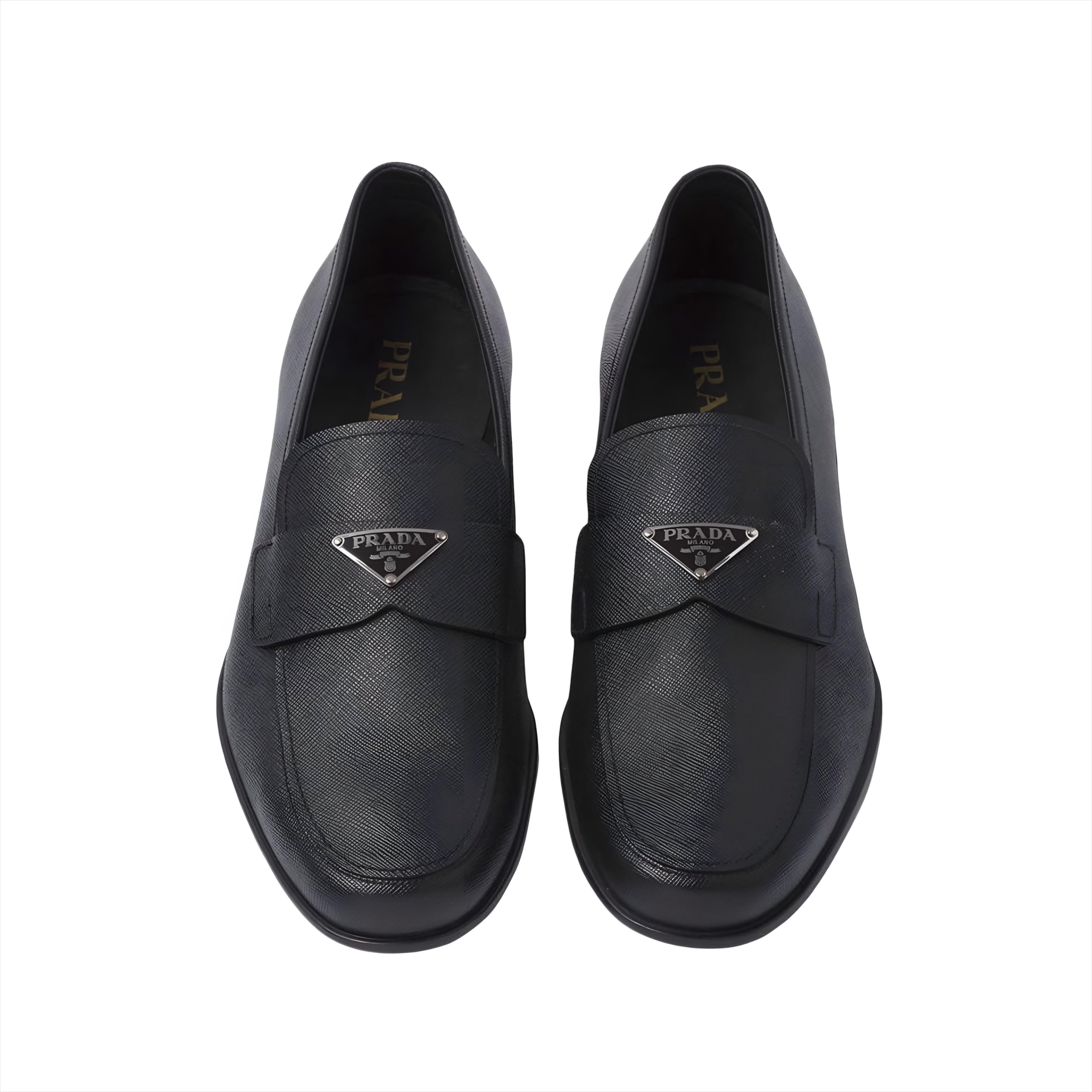 Logo-plaque Saffiano Leather Loafers