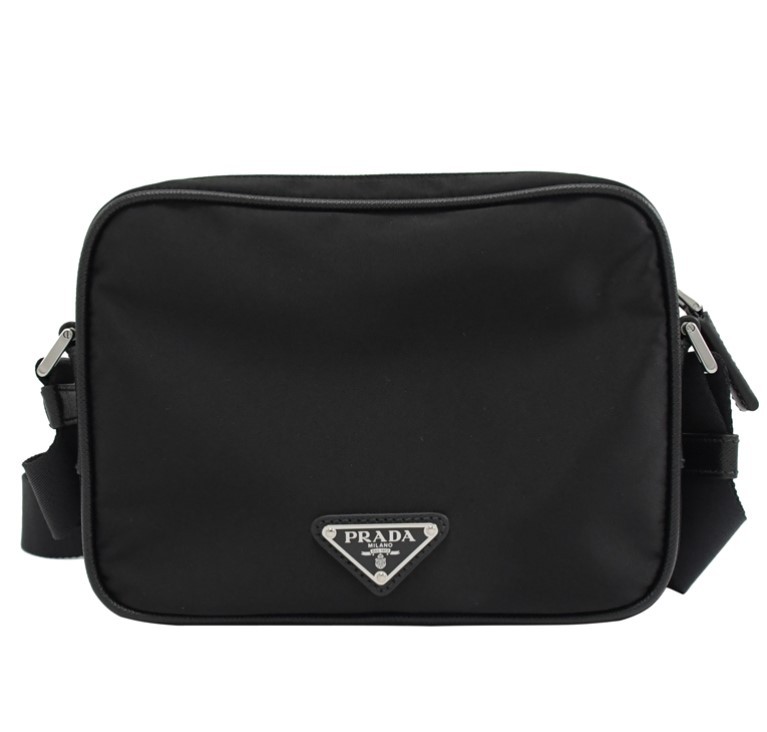 Triangle Logo Crossbody Pochette Shoulder Bag Black