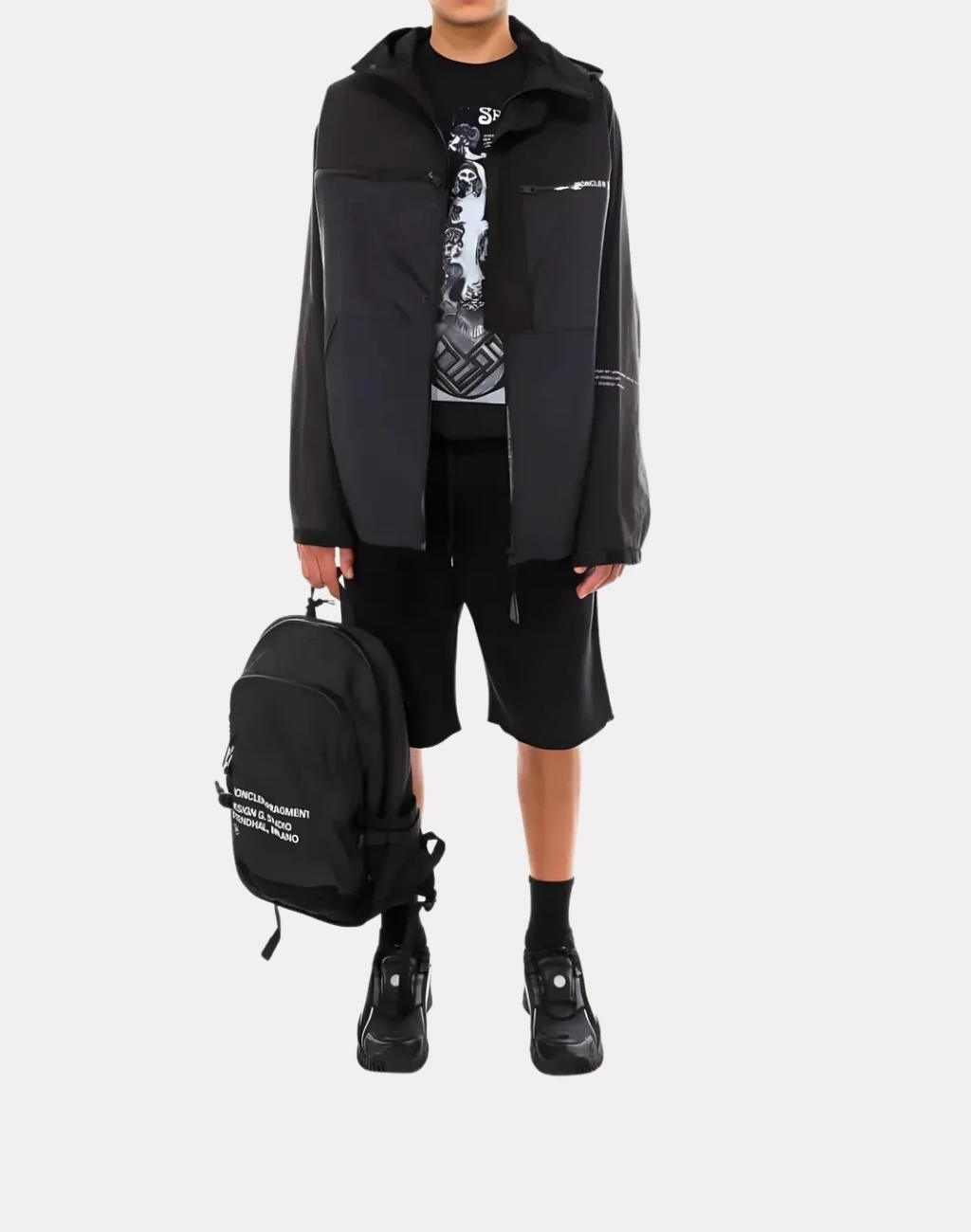 Parça Tasarımlı Sırt Çantalı Ceket