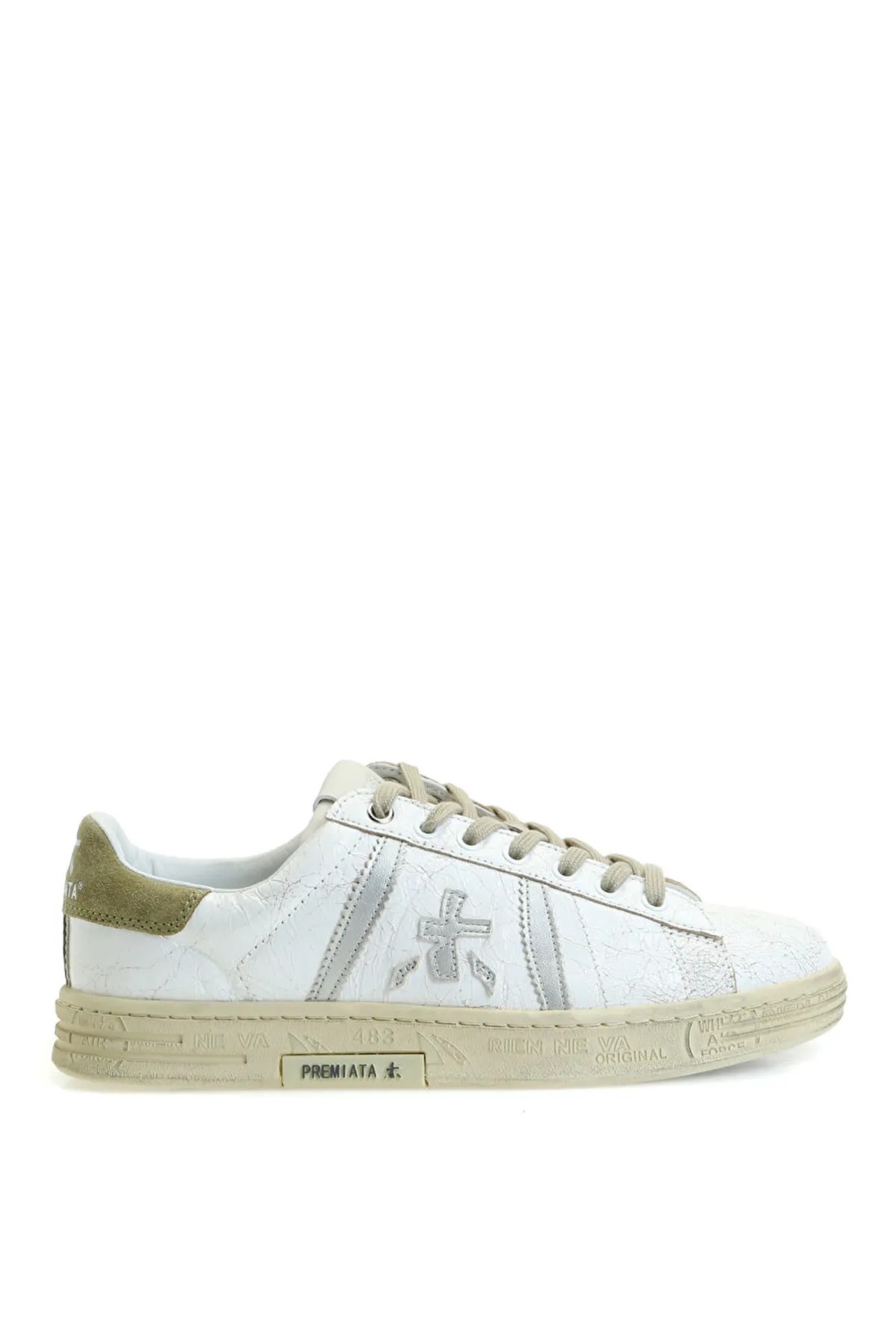 Russell Krem Logolu Erkek Deri Sneaker