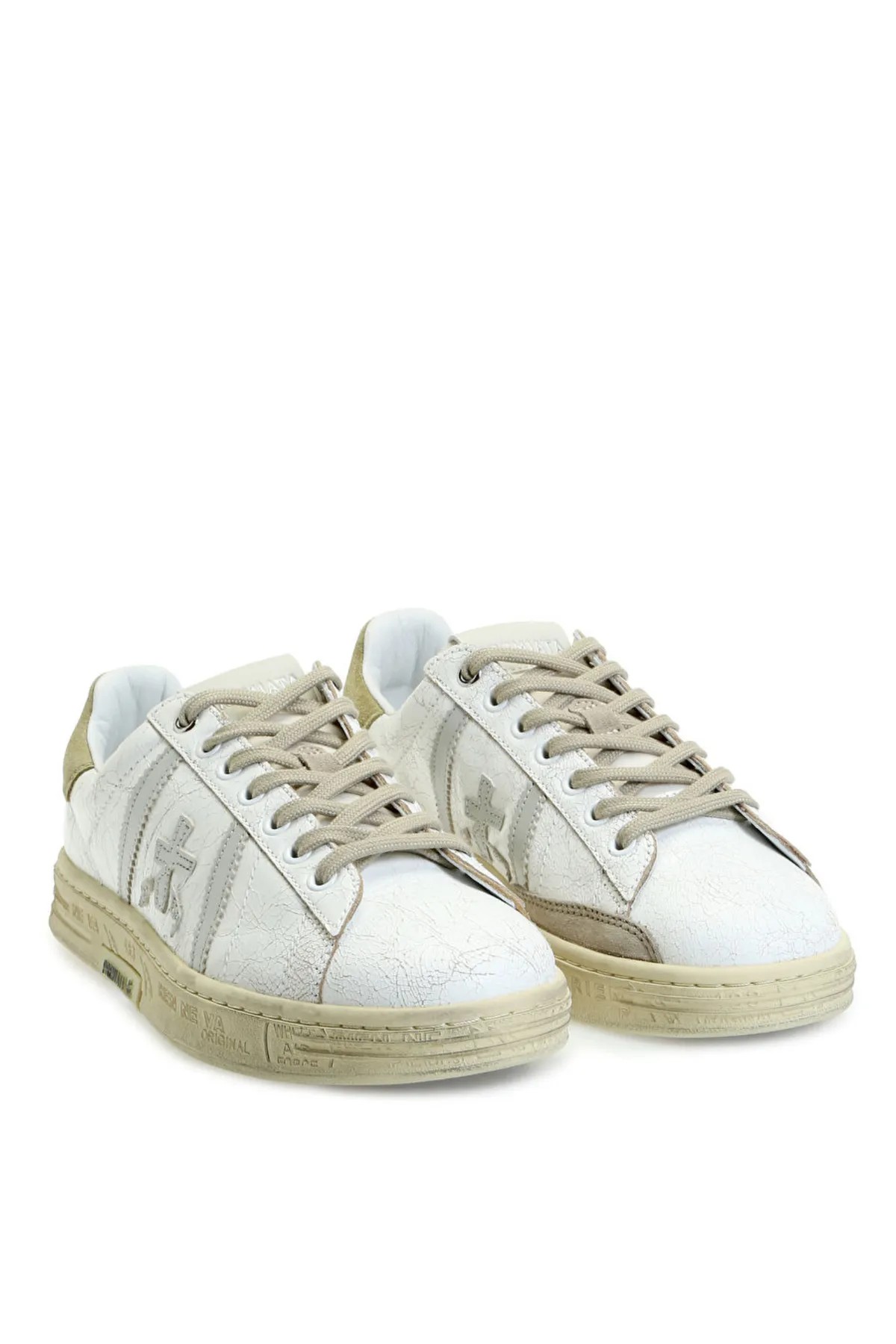 Russell Krem Logolu Erkek Deri Sneaker