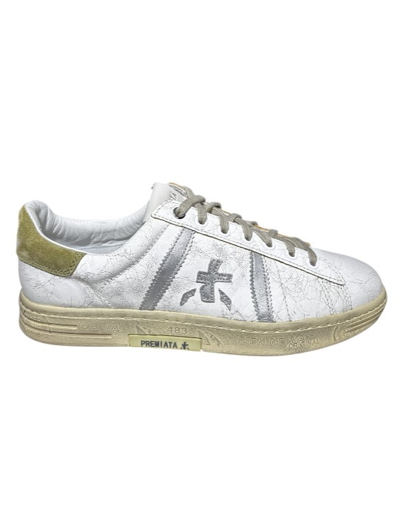 Russell Krem Logolu Erkek Deri Sneaker