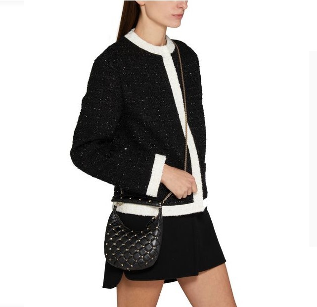 Mini Hobo Rockstud Spike Nero Hobo Bag