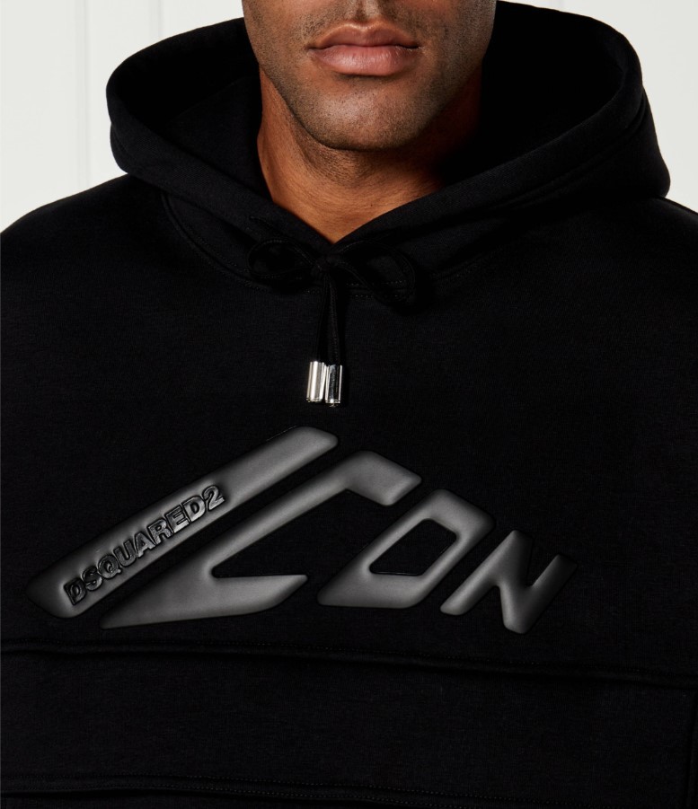 Erkek Siyah Logo Baskılı Sweatshirt