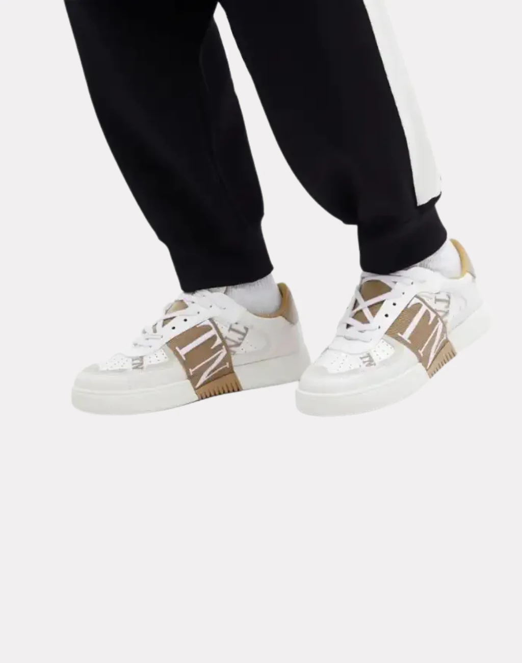 VL7N logo-strap Beyaz Deri Erkek Sneakers