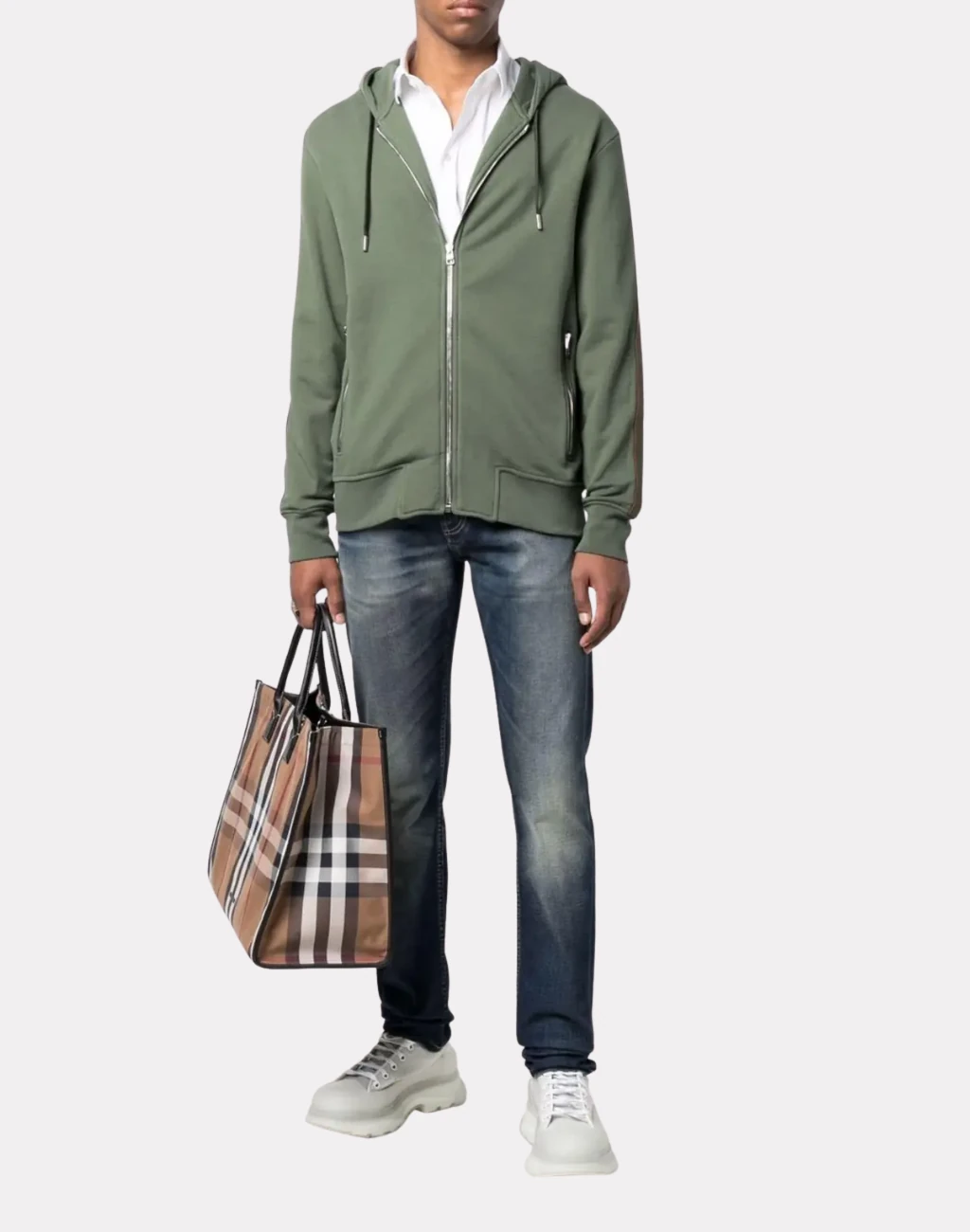 Men Graffiti Denim Jeans in Washed Blue