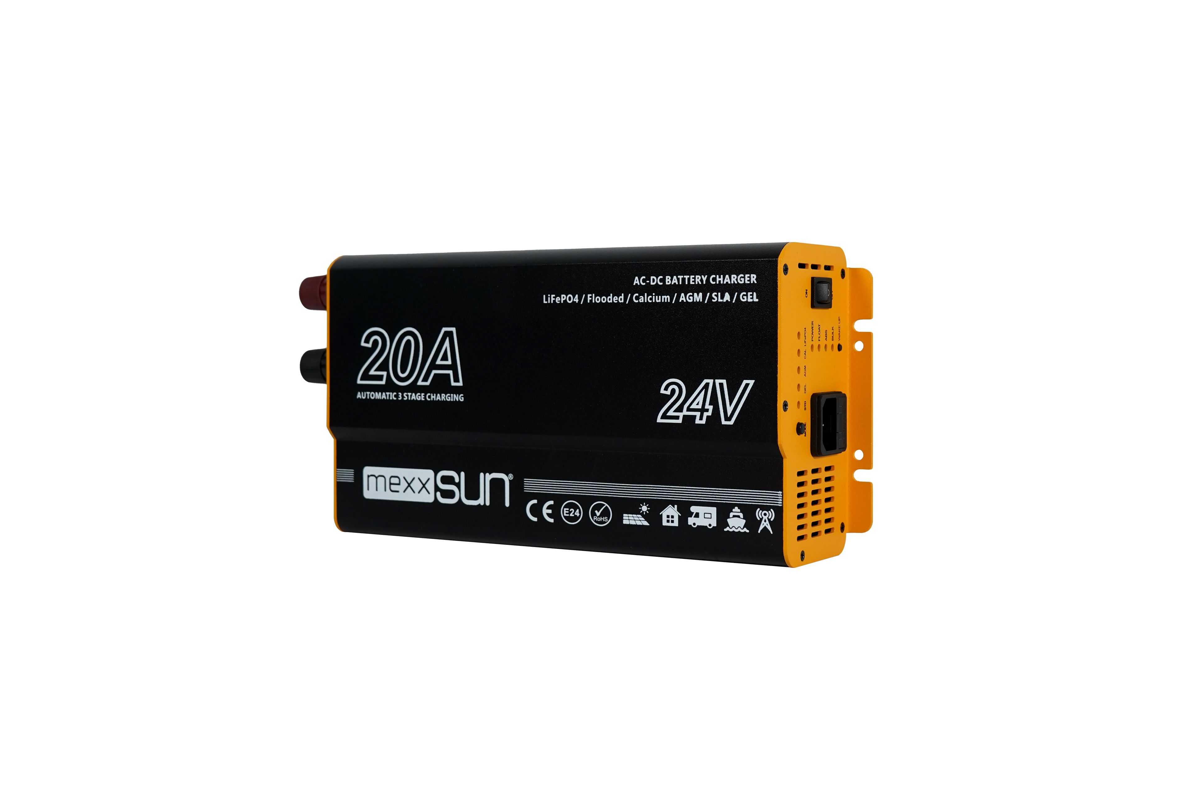 Mexxsun 24V 20A AC-DC Akü Şarj Cihazı | Kamyon, Tekne & Solar Sistemler