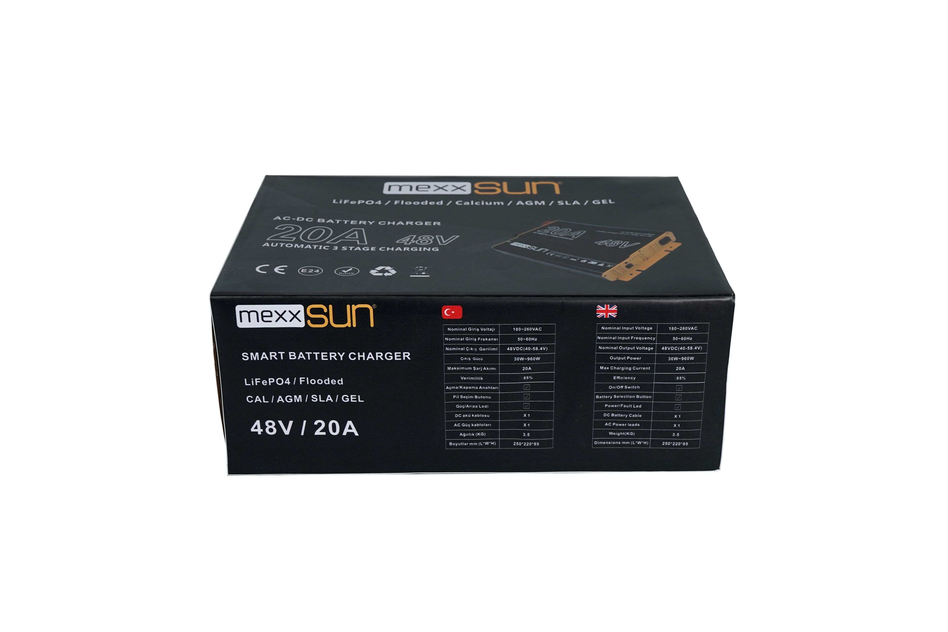 Mexxsun 48V 20A AC-DC Akü Şarj Cihazı | Off-Grid & Telekom & Forklift
