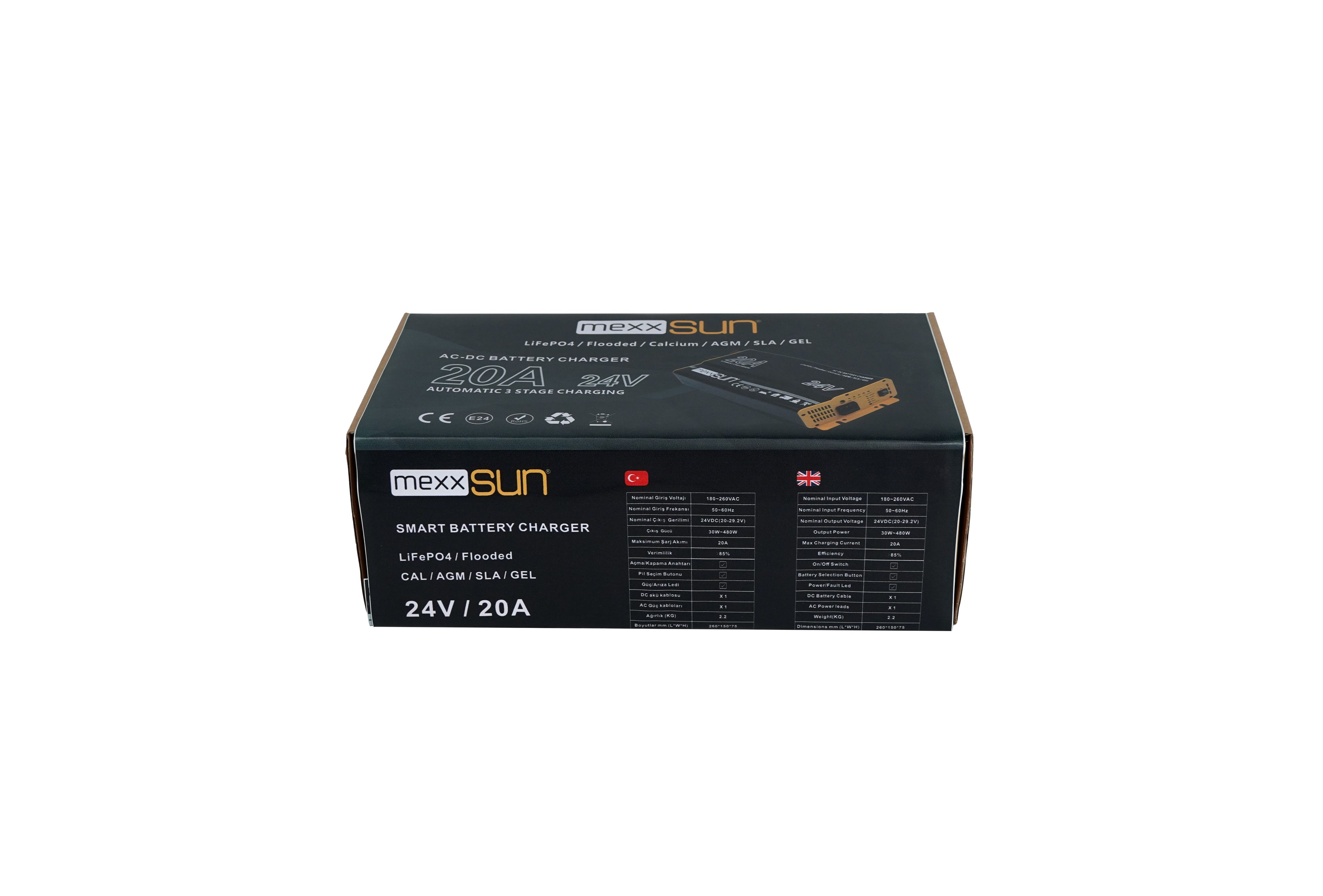 Mexxsun 24V 20A AC-DC Akü Şarj Cihazı | Kamyon, Tekne & Solar Sistemler