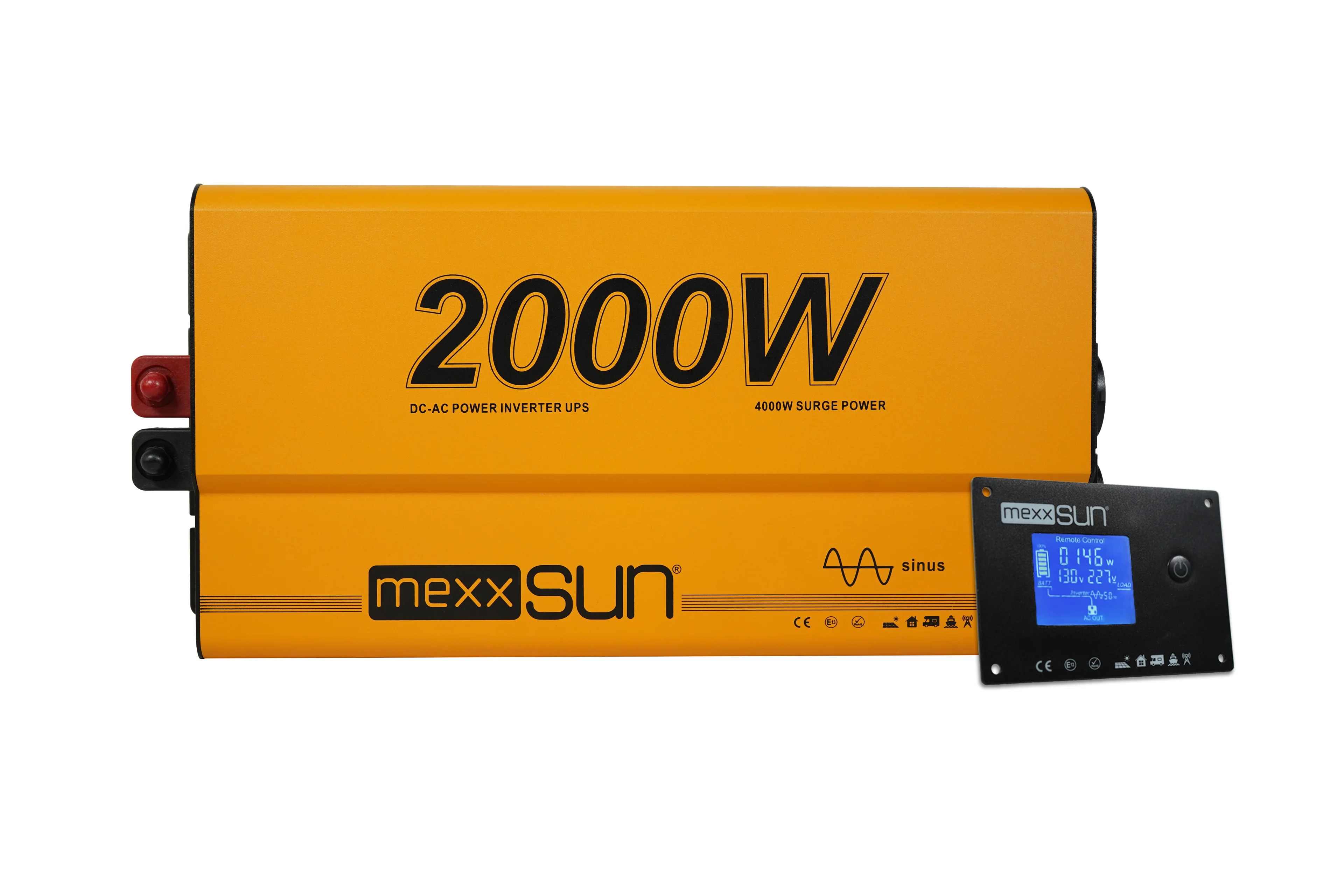Mexxsun 12V 2000W Tam Sinüs İnverter & UPS | Uzaktan Kumanda Ekranlı