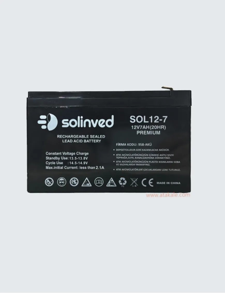 Solinved 12V 7Ah Kuru Tip Akü (Premium) image