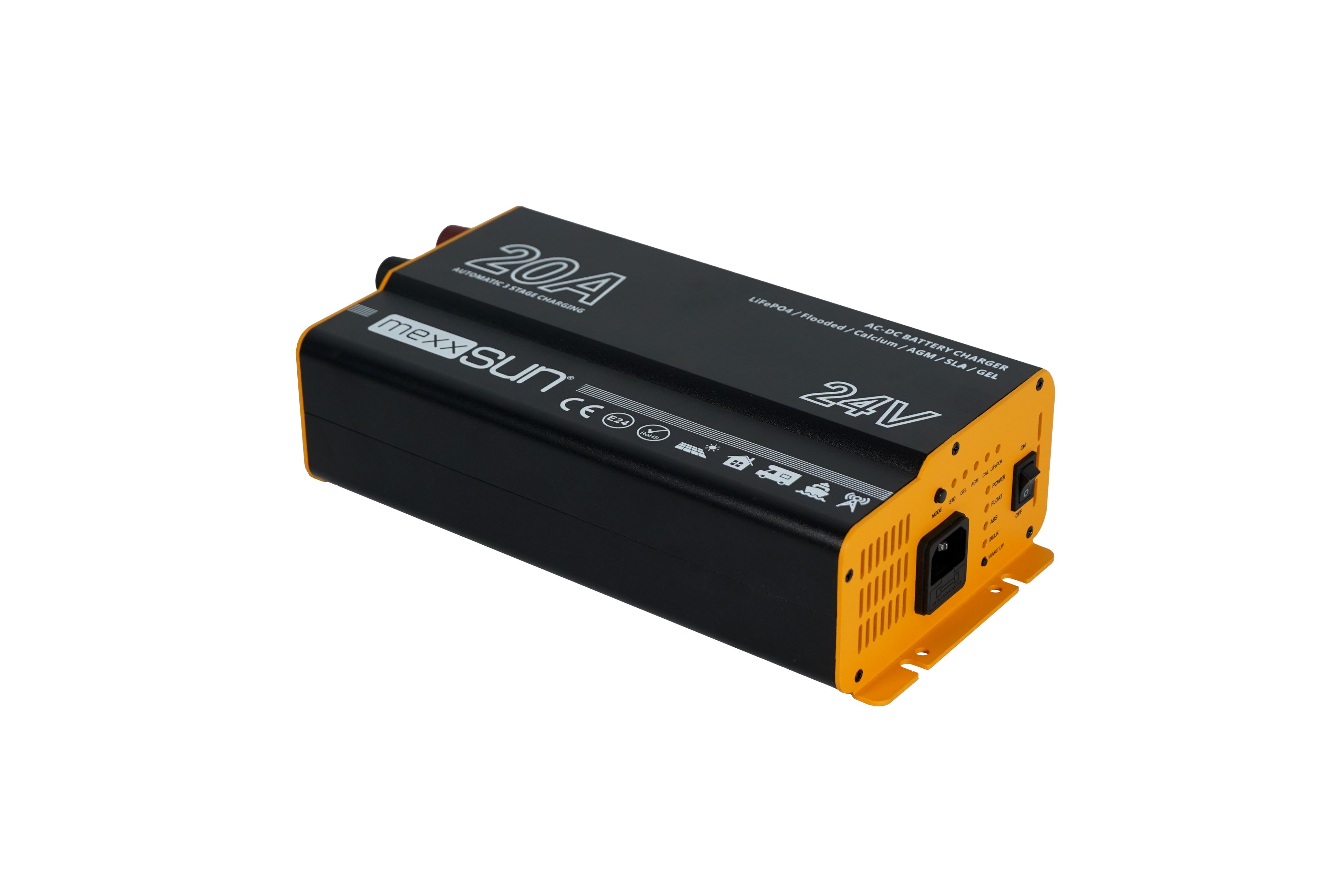Mexxsun 24V 20A AC-DC Akü Şarj Cihazı | Kamyon, Tekne & Solar Sistemler