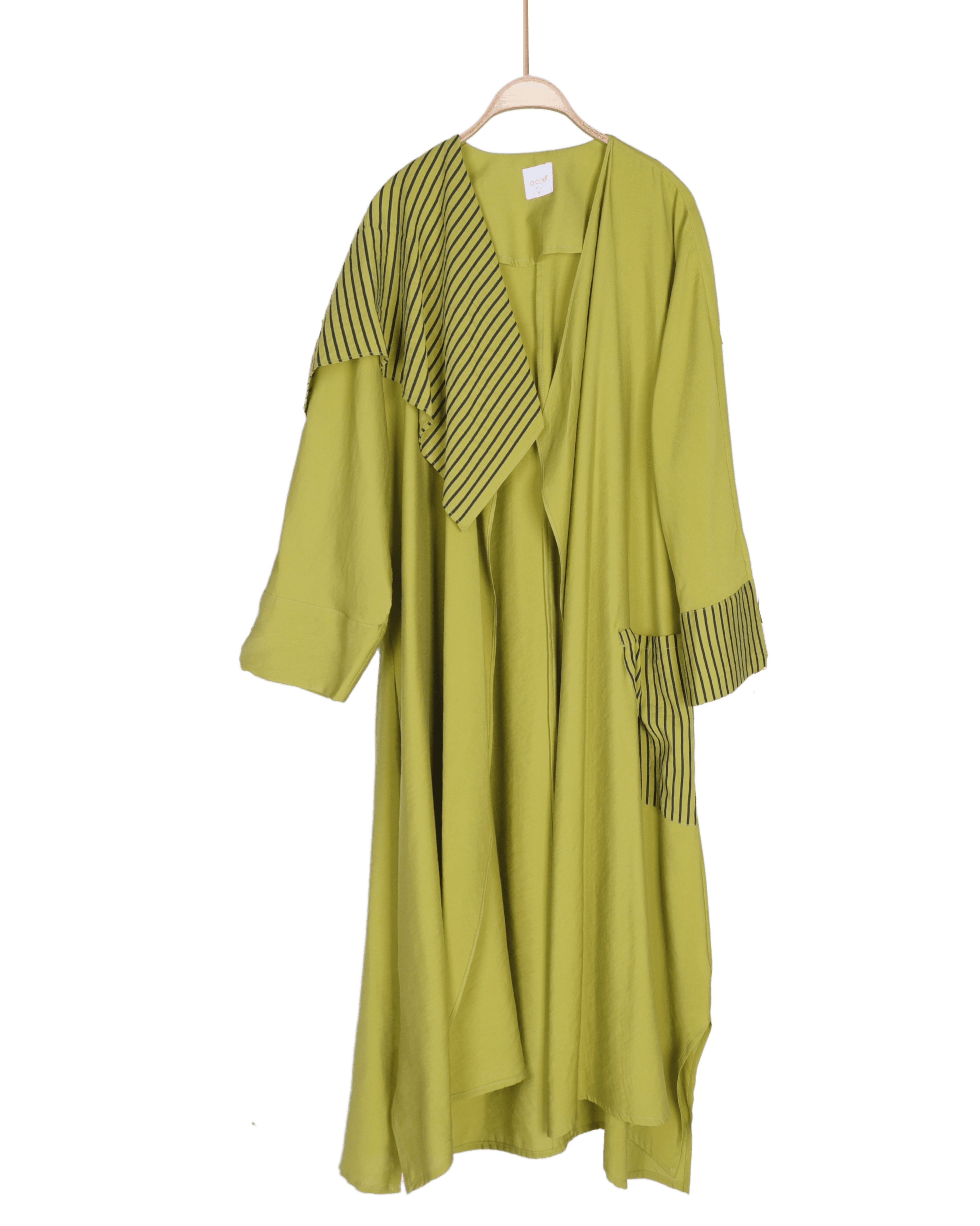 Çizgi Desen Kaftan - Asit Yeşil