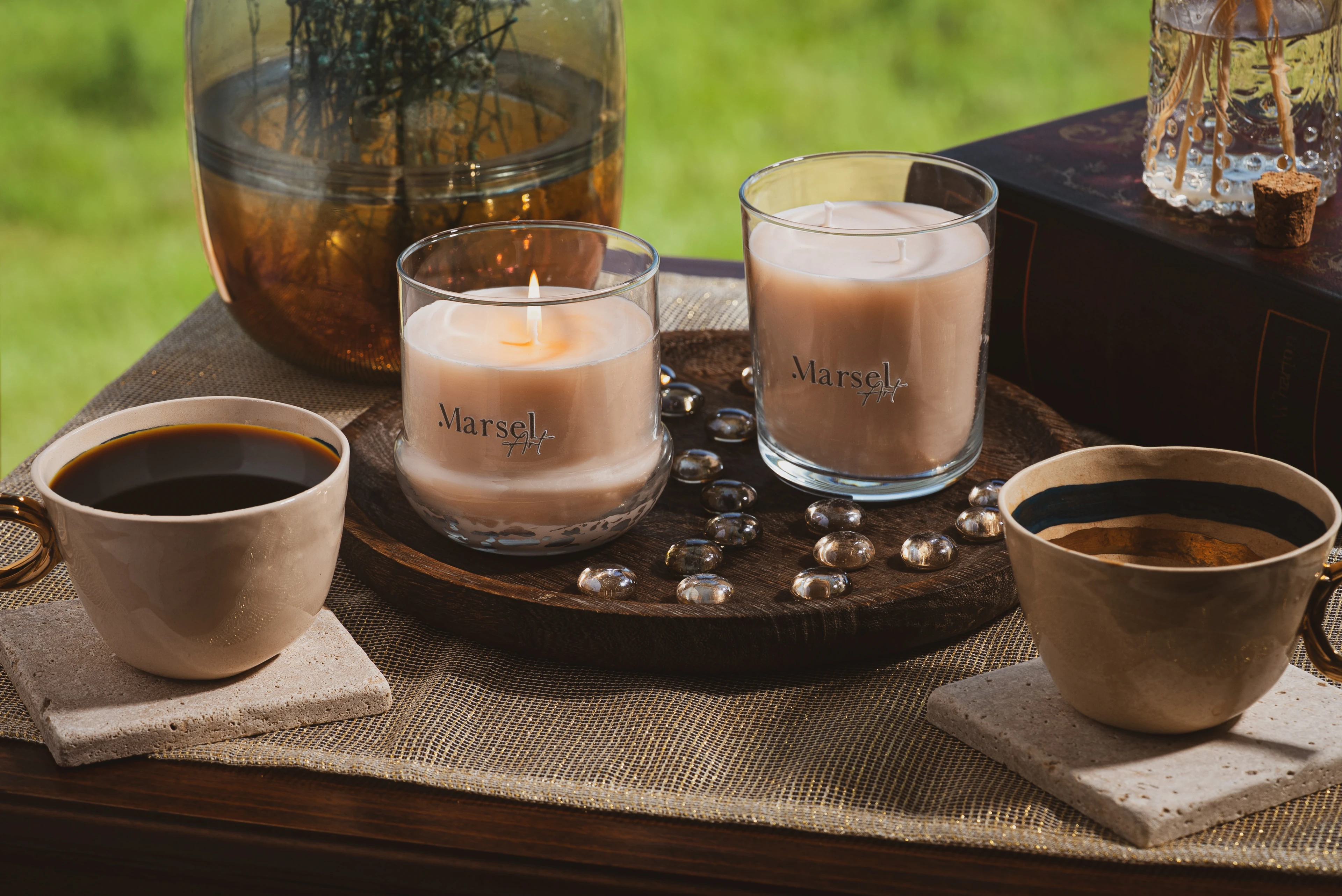 İkili Bardak Mum - AMBER Kokulu