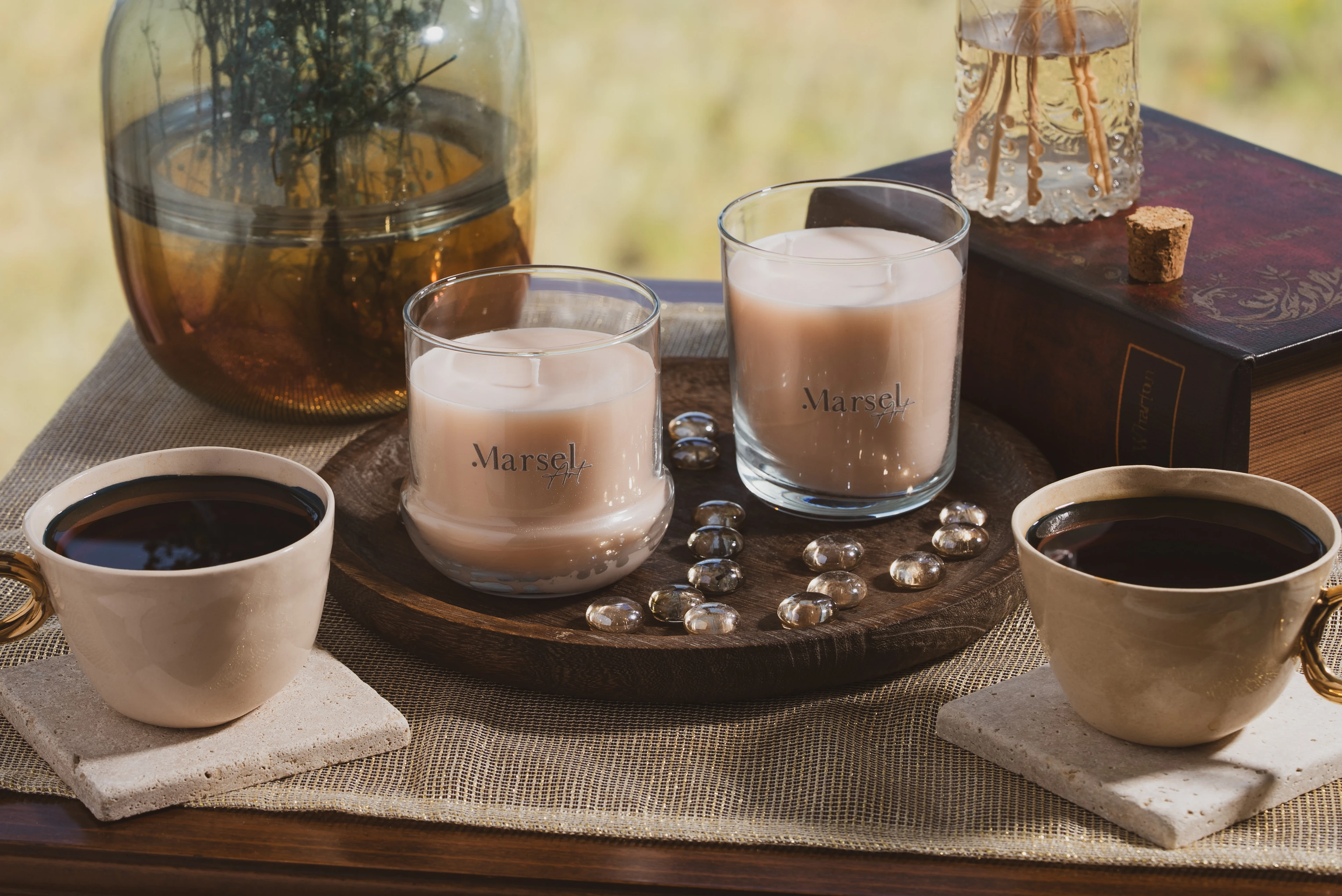 İkili Bardak Mum - AMBER Kokulu