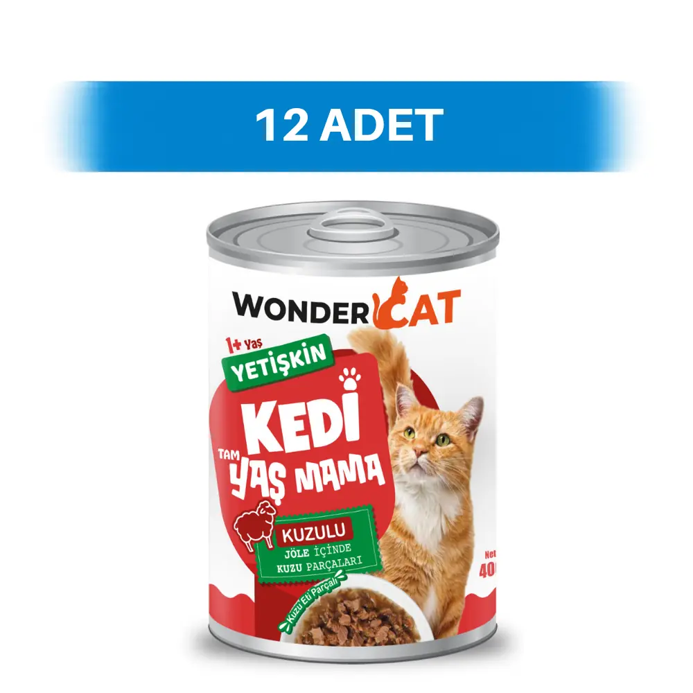 WonderCat Kuzulu Yetişkin Kedi Konservesi 12 x 400 gr - Petpal