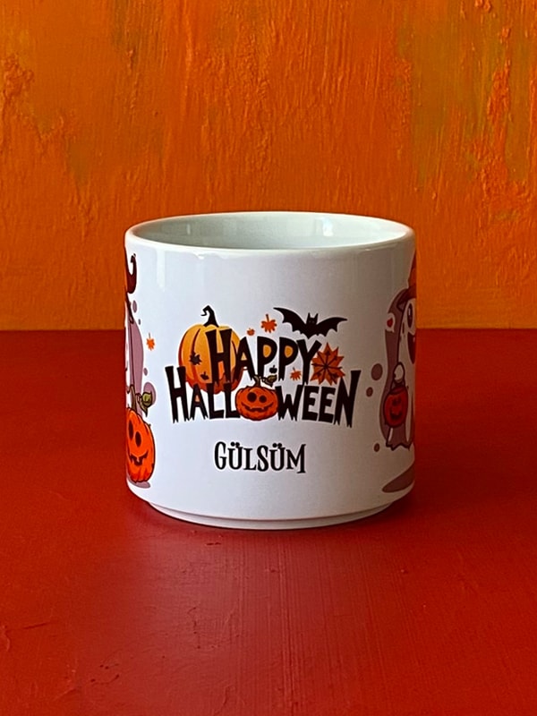 İsme Özel Hayalet Desenli Halloween T Kupa, Cadılar Bayramı Kupası, Ghost Kupa