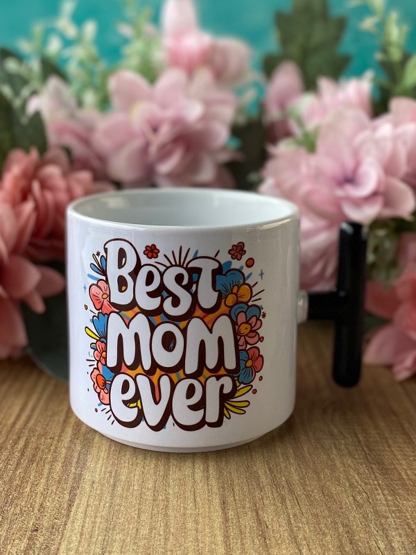 "BEST MOM EVER" Kupası, Anneye Hediye, Anneler Günü, Porselen T Kupa