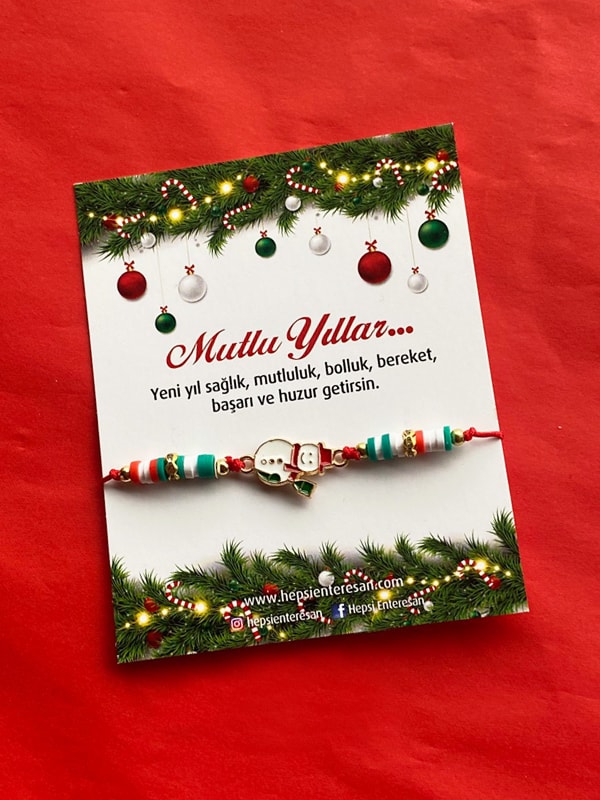Kardan Adam Figürlü Yılbaşı Bilekliği, Yeni Yıl Hediyesi, El Yapımı
