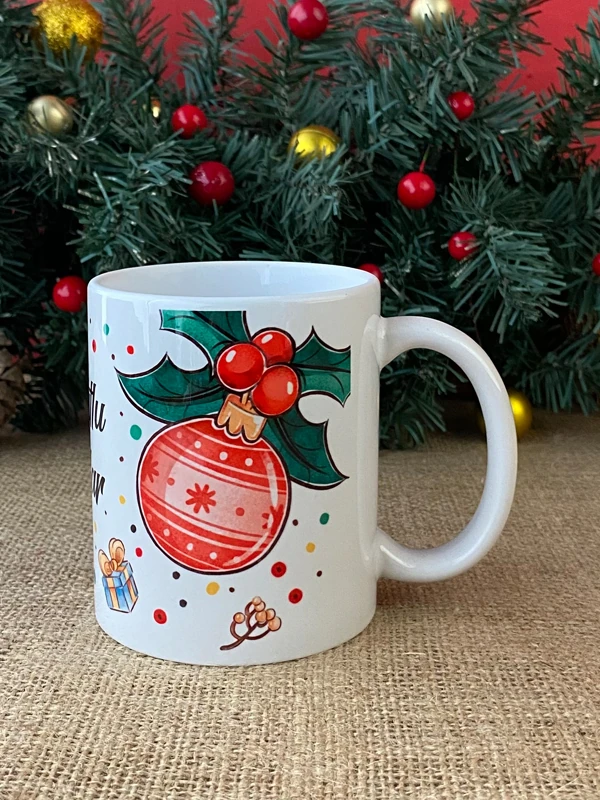 Ayıcıklı ve Baston Şekerli Yeni Yıl Kupası, Klasik Kupa, Yılbaşı Hediyesi, Mutlu Yıllar Kupası